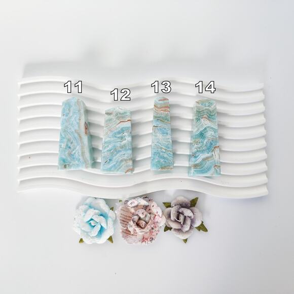 Blue Aragonite Tower Point Communication Crystal - Picture 10 of 10